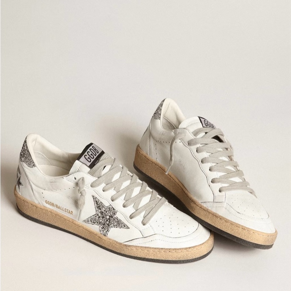 Women's Ball Star in nappa with white star and glitter heel tab